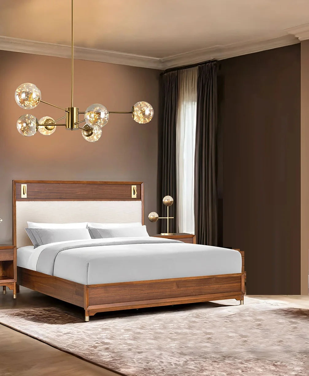 Mid-Century Upholstered Bed Frame