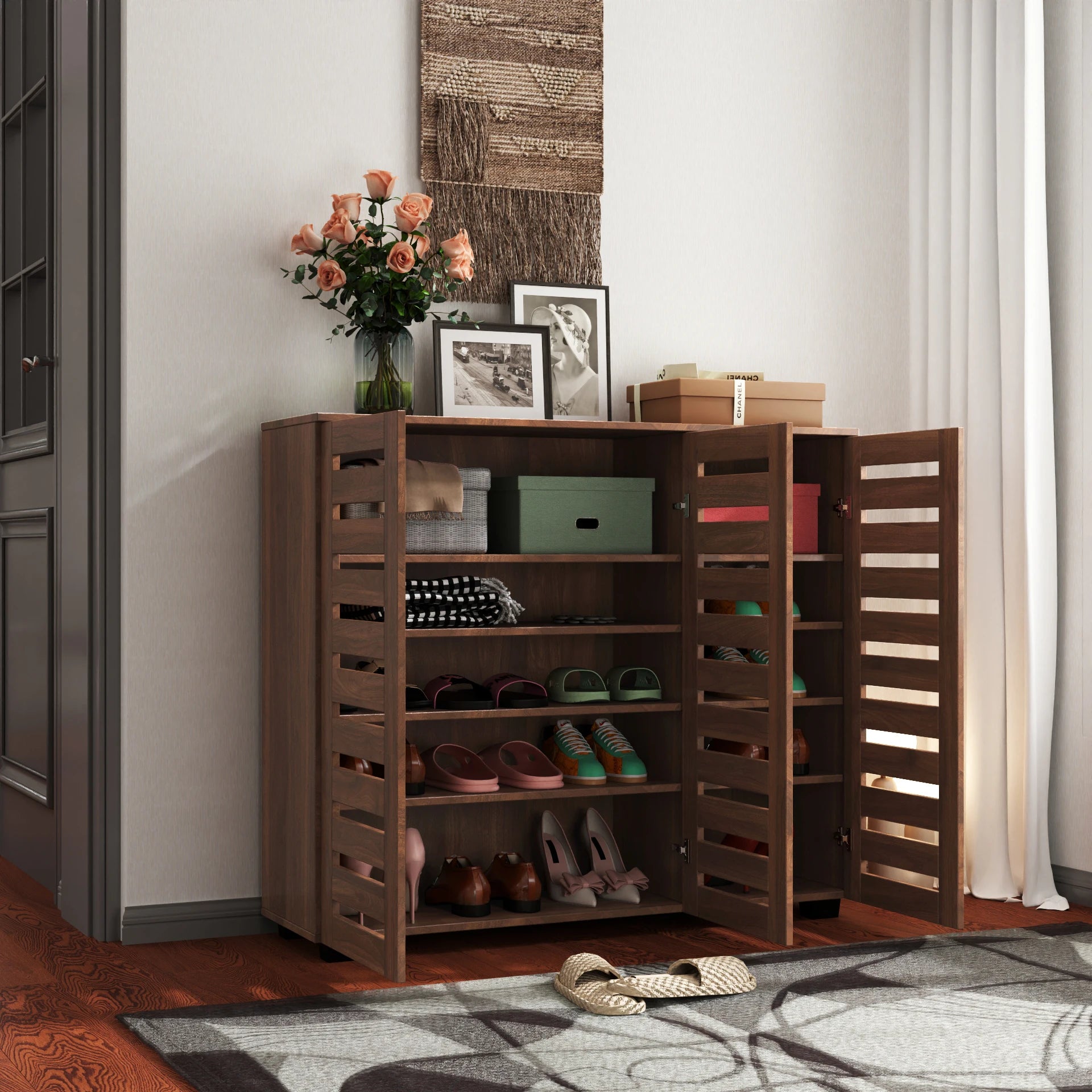 Refined 5-Tier Shoe Cabinet