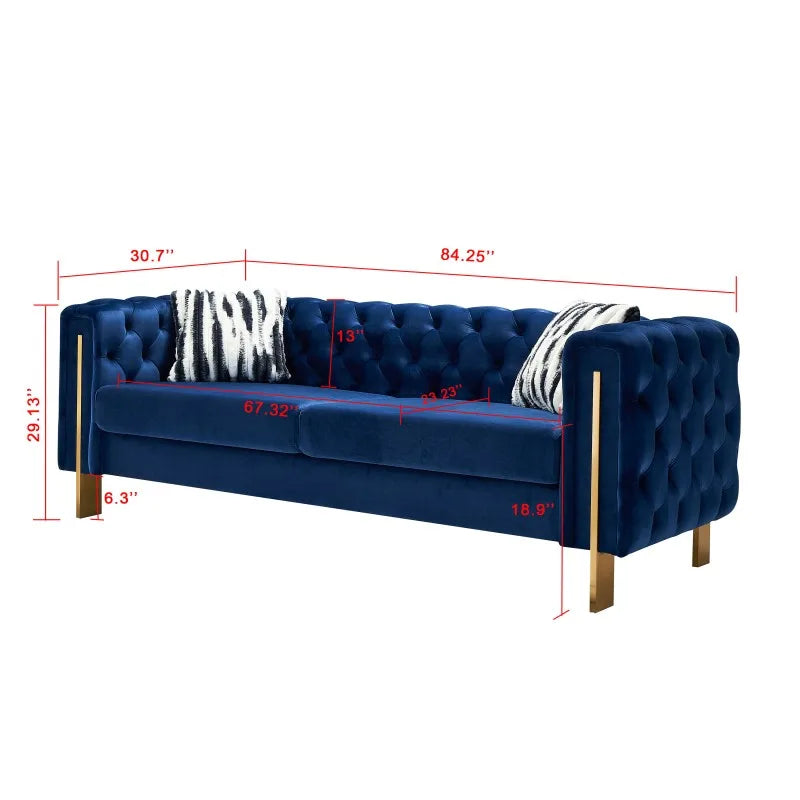 Luxury Chesterfield Modern Tufted Velvet Upholstered Sofa Set for Apartment Hotel Living Room Library Office Club Decor