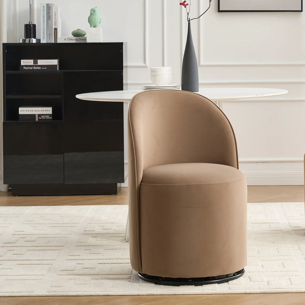 Modern Design Velvet Fabric Upholstered Kitchen Swivel Barrel Accent Dining Chair For Living Room