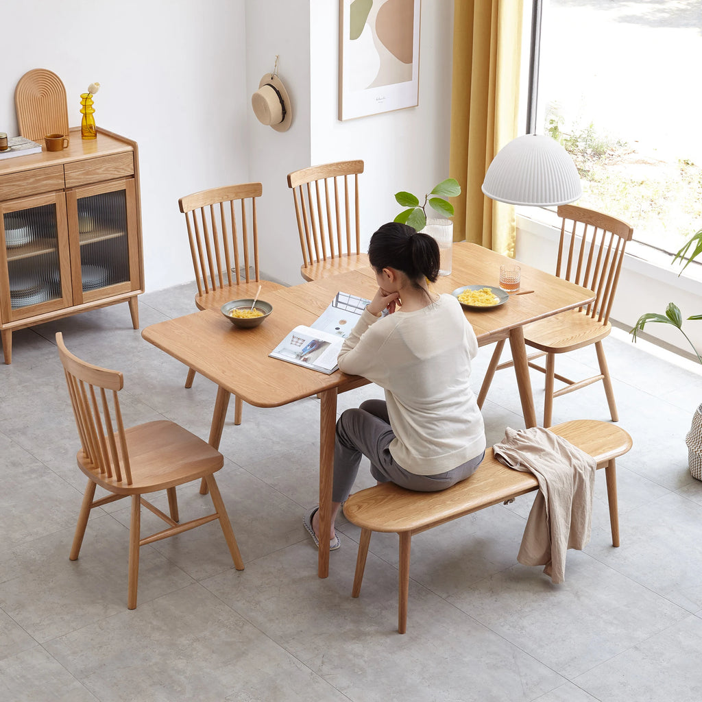M Natural Oak Wood Chair Lightweight Dining Wooden Bench for Living Room Indoor Office Home Furniture
