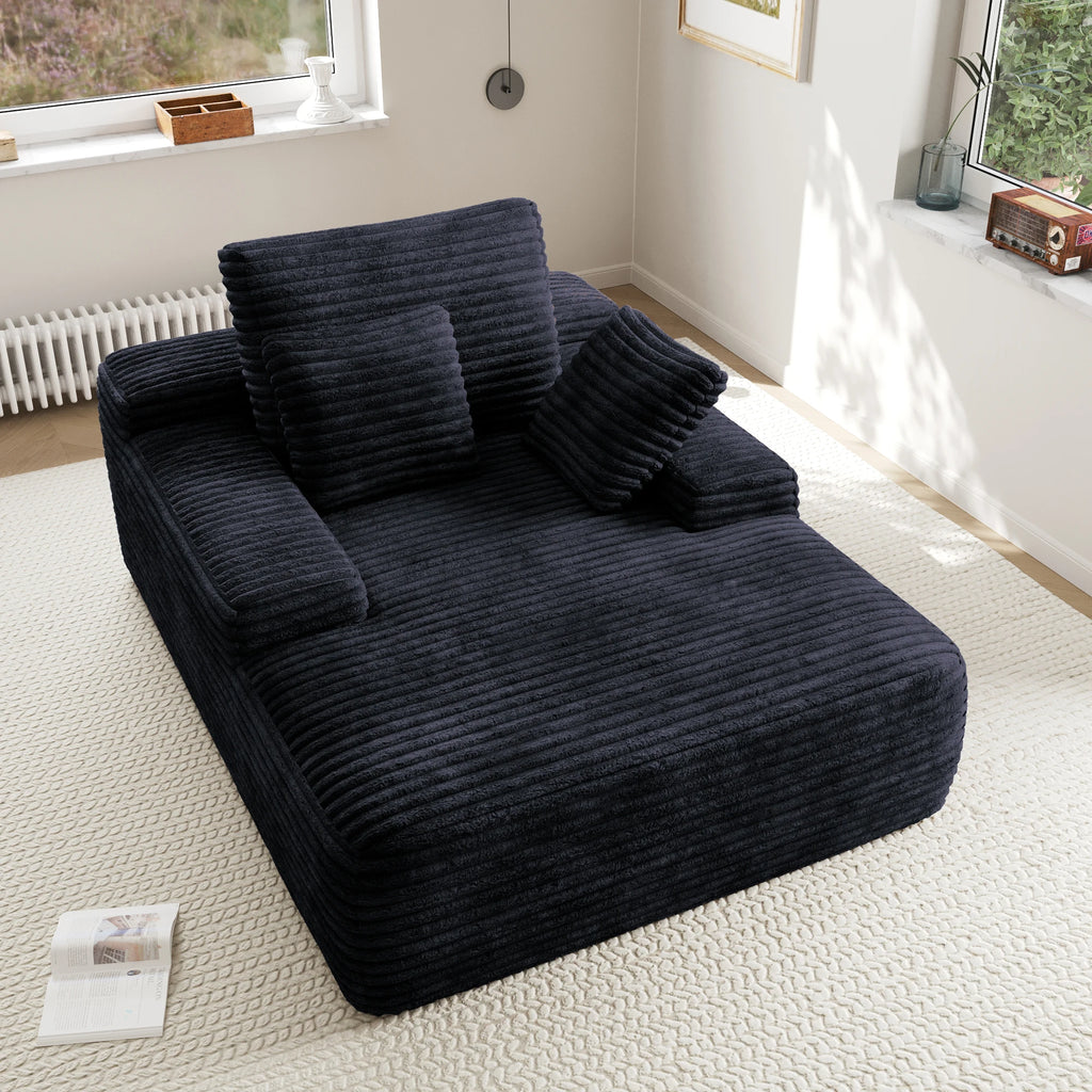 ATUNUS US in Stock Drop Shipping Living Room Corduroy Lounge Recliner Vacuum Compressed Foam Black Single Seat Couch Sofa Bed