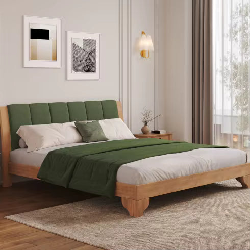 Mid-Century Upholstered Bed Frame