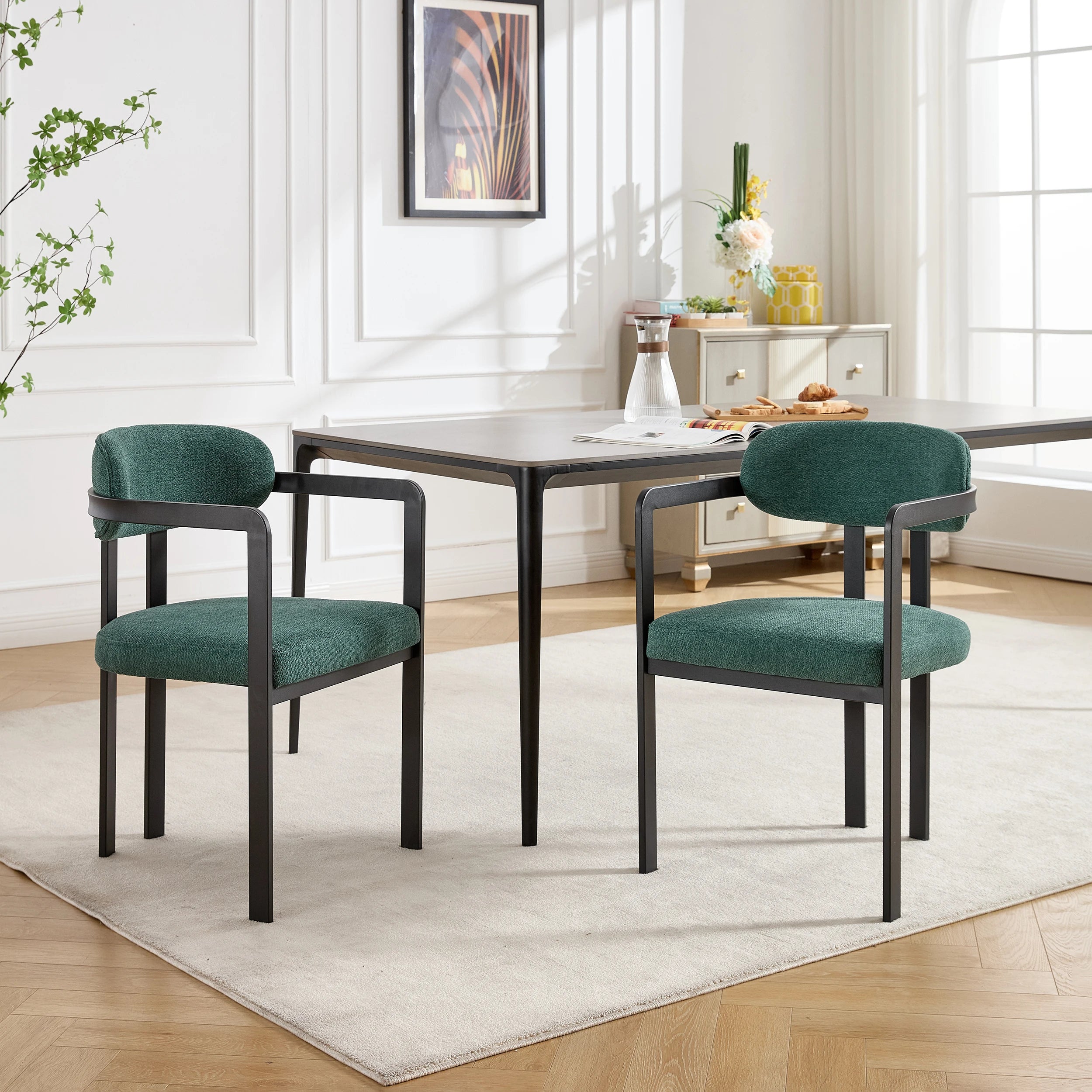 Victorian European Style Metal Frame Modern Luxury Nordic Fine Fabric Beauty Dining Table And Chair