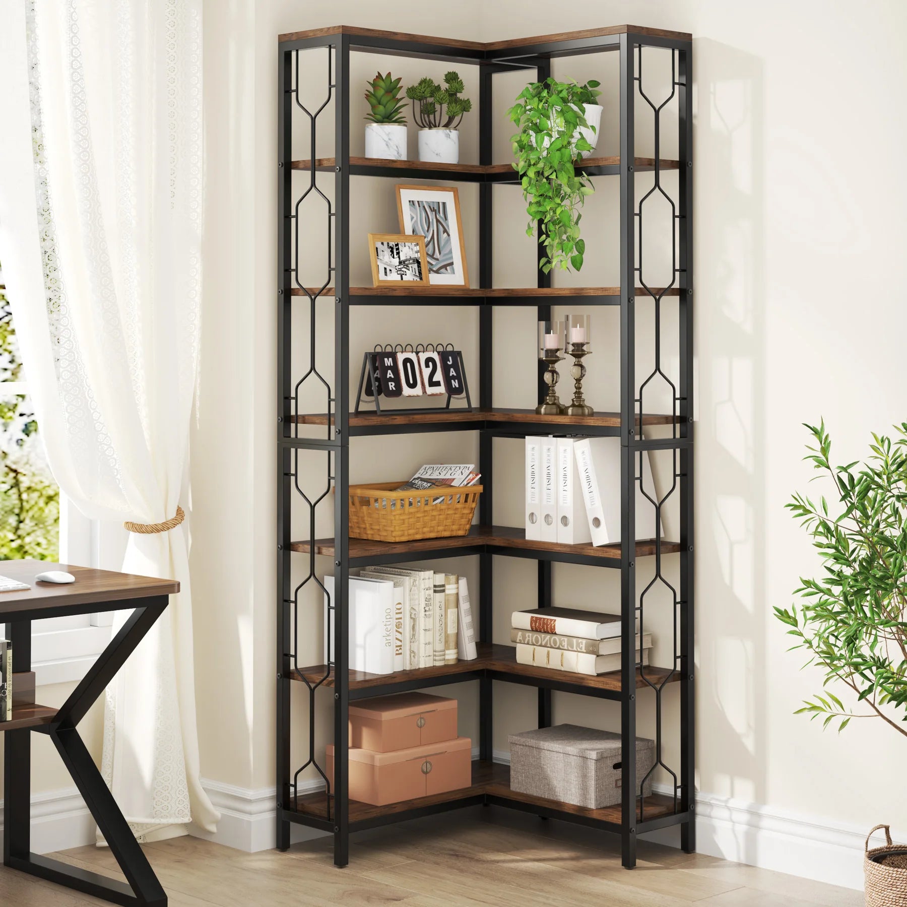 Modern Corner Etagere Bookcase