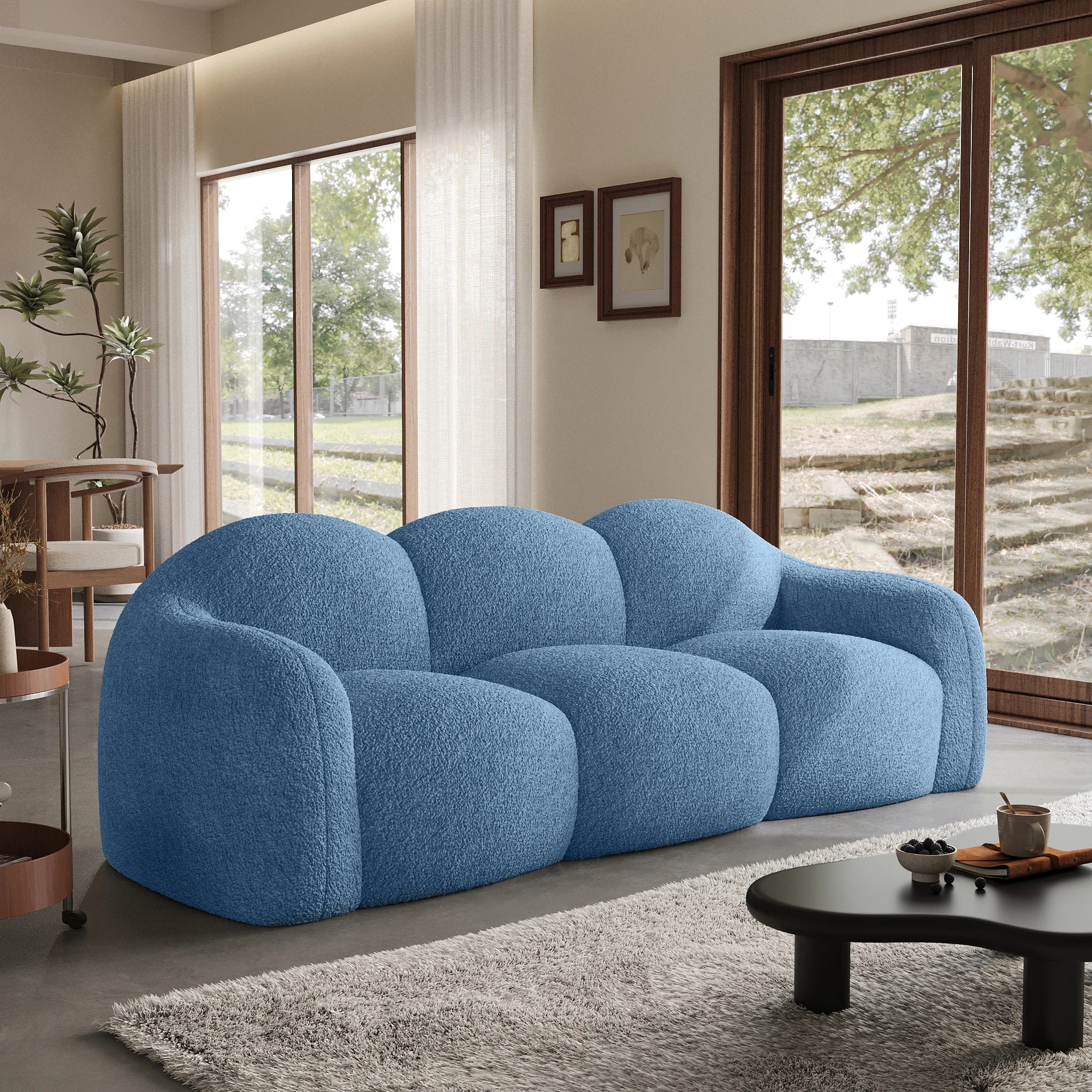 ATUNUS America Drop Shipping Modern 3 Seats Cloud Sofa for Living Room Furniture Blue Vacuum Compressed Sofa Couch Set Hot Sale
