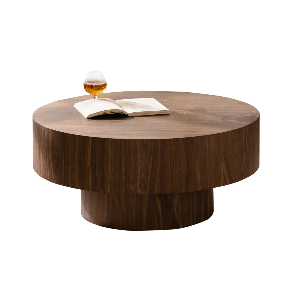 Modern Round Wood 30.51 Inch Coffee Table for Living Room Bedroom Office-Walnut Finish Home Furniture Side Table