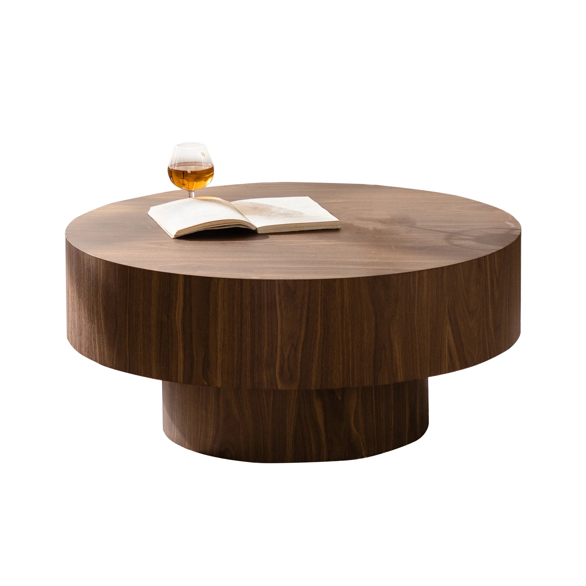 Modern Round Wood 30.51 Inch Coffee Table for Living Room Bedroom Office-Walnut Finish Home Furniture Side Table