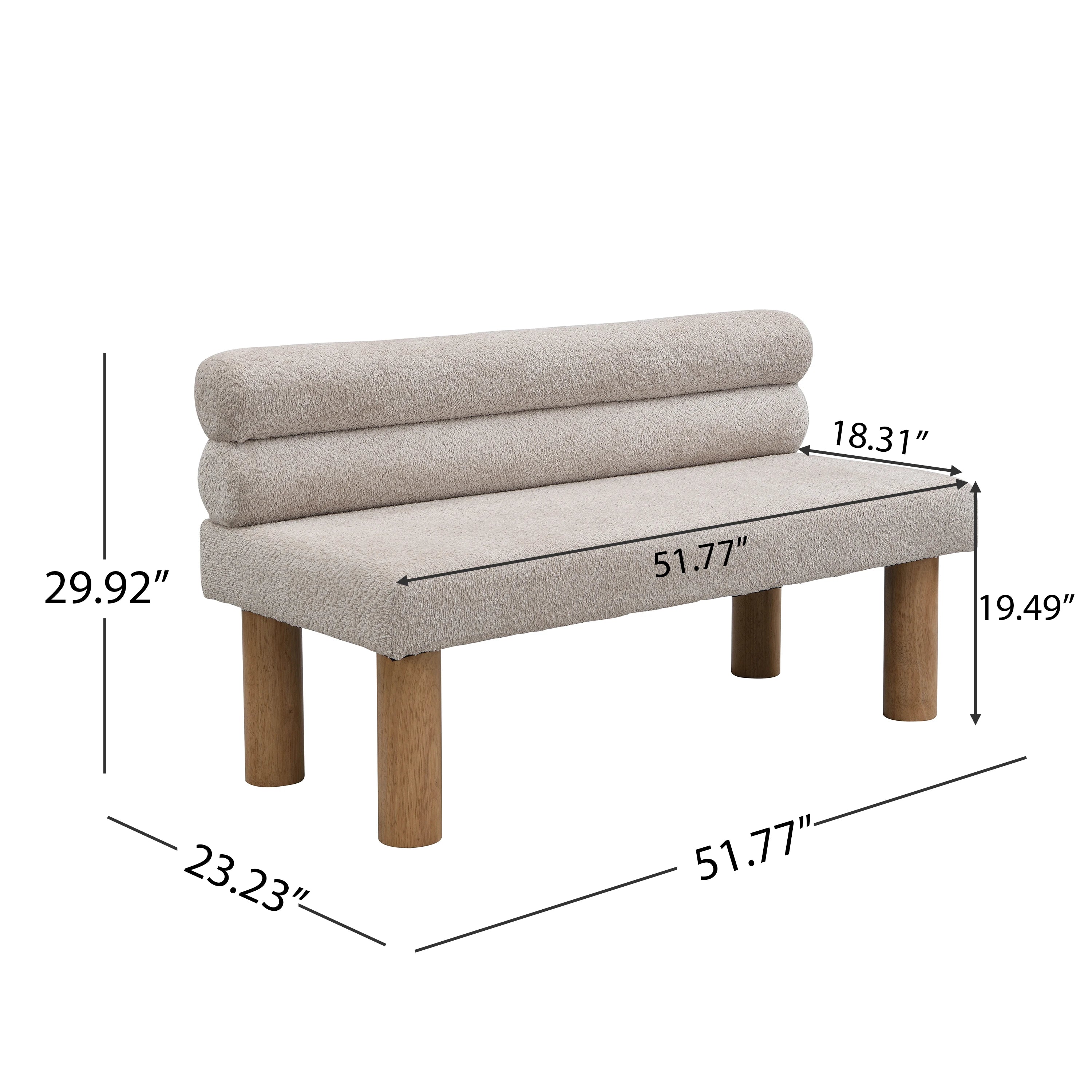 Modern Electric End Bed Entryway Bench Ottoman Dining Room Bedroom Living Room Rubber Wood Legs 300 LBS Support Home Furniture