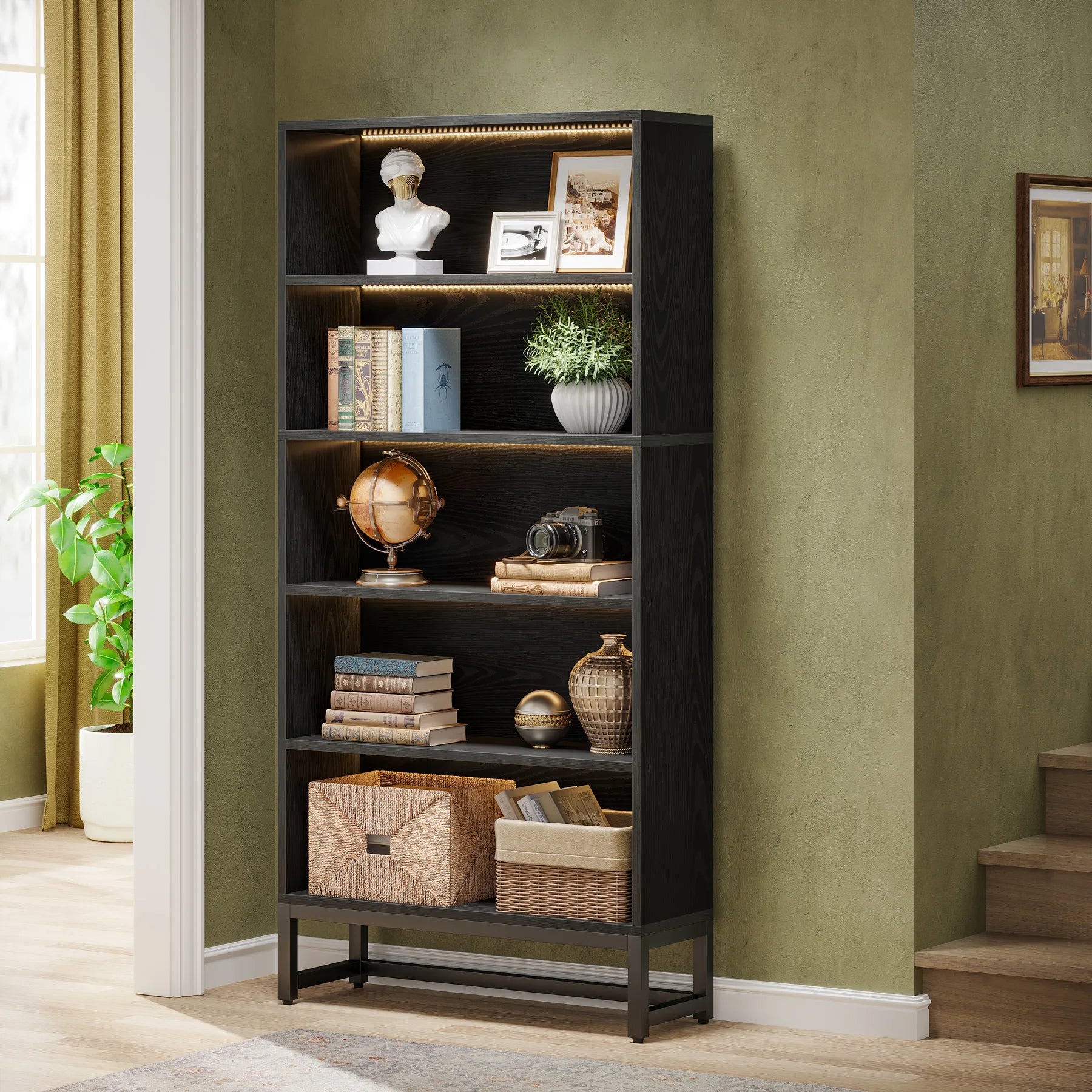 Modern Black LED Bookcase