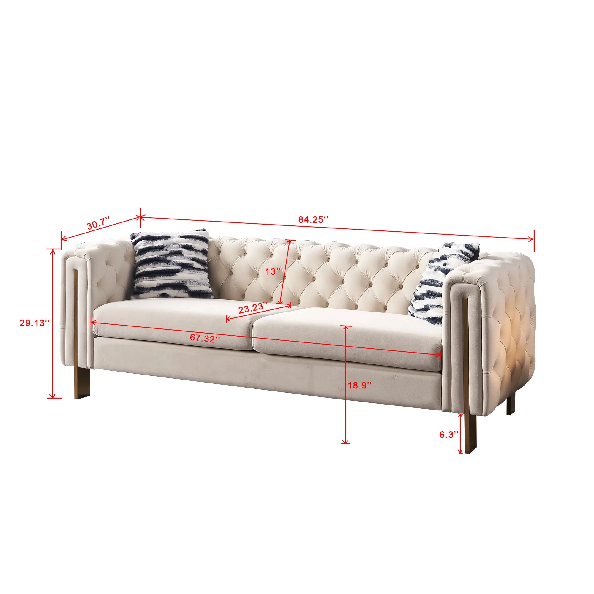 Wholesale Modern Tufted Velvet Chesterfield Sofa Couch Set 2 Seats Luxury Button Square Shape Convertible for Hotels Loving Room