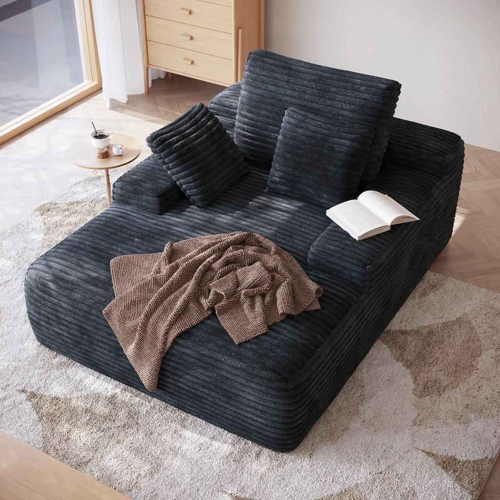 ATUNUS US in Stock Drop Shipping Living Room Corduroy Lounge Recliner Vacuum Compressed Foam Black Single Seat Couch Sofa Bed