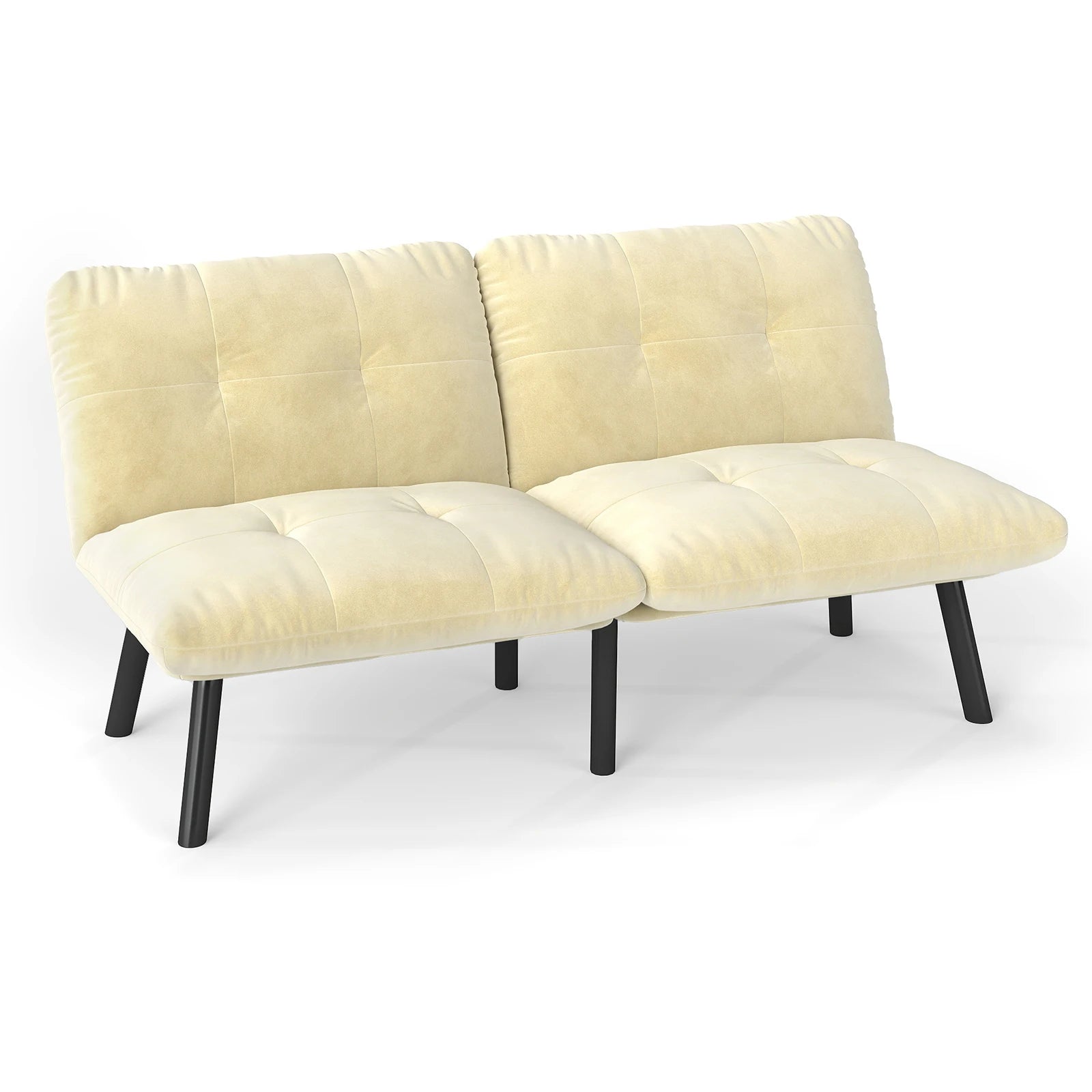 Cream Convertible Folding Modern Sofa Bed - Multi-Functional Space-Saving Lounge Couch for Living Room