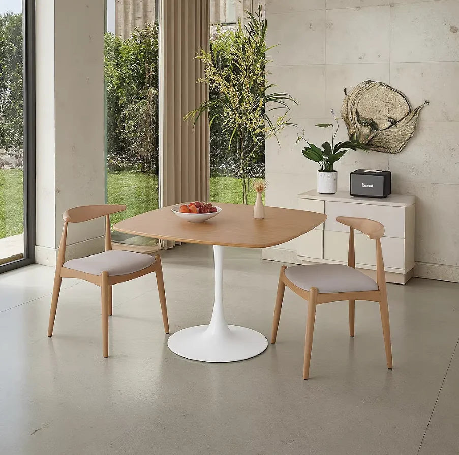 Modern Simple Multifunctional Solid Wood Adjustable Portable Waterproof Dining Table 4 PCS Chairs Dining Home Hotel Apartment