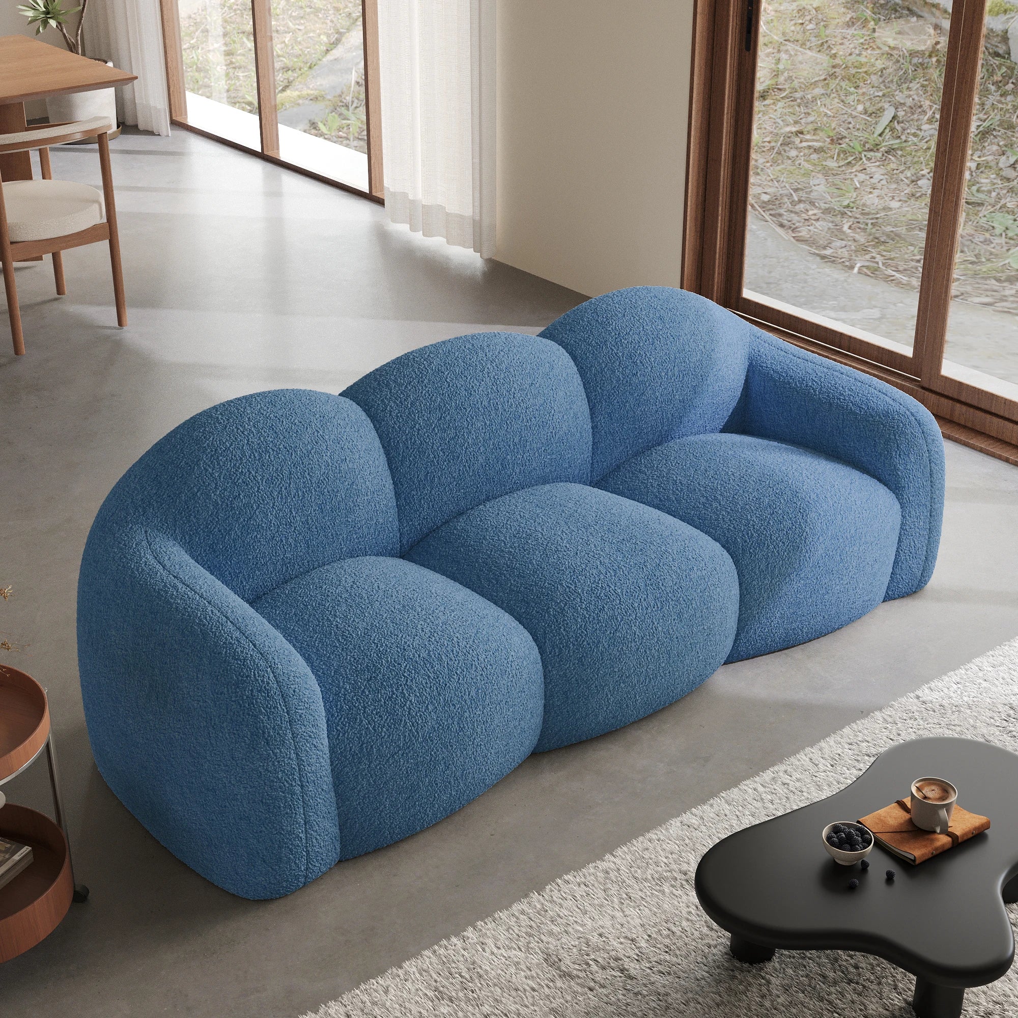 ATUNUS America Drop Shipping Modern 3 Seats Cloud Sofa for Living Room Furniture Blue Vacuum Compressed Sofa Couch Set Hot Sale