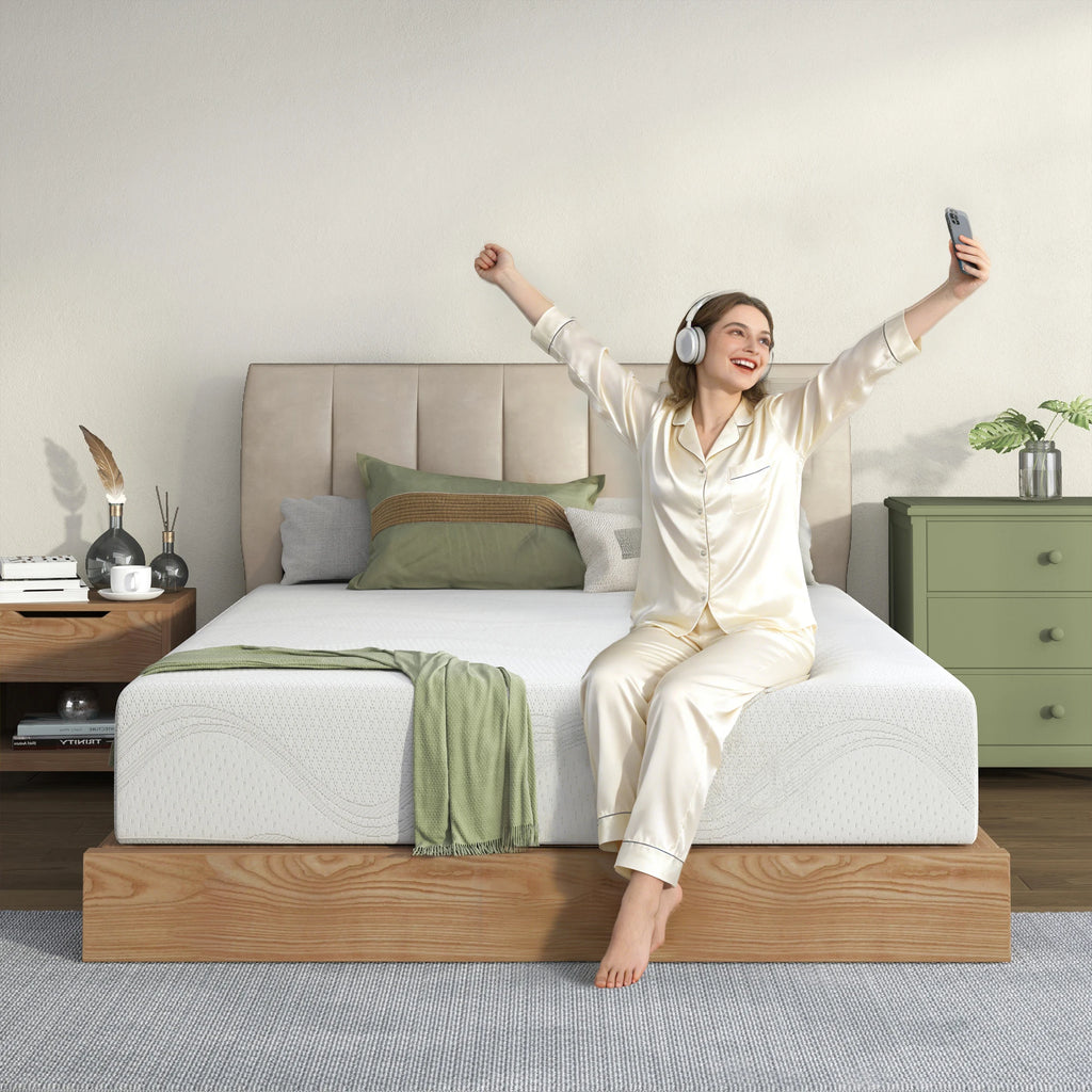Twin Size Memory Foam Mattress 6 Inch with Cooling Green Tea Gel CertiPUR-US Certified White