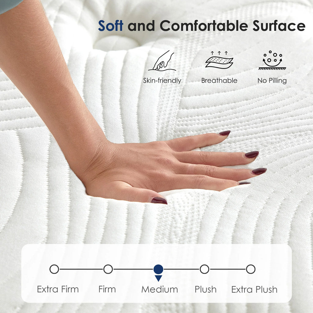 M 12 Inch Queen Size Hybrid Mattress Pocket Spring Coils Memory Foam Bed Mattress Colchon
