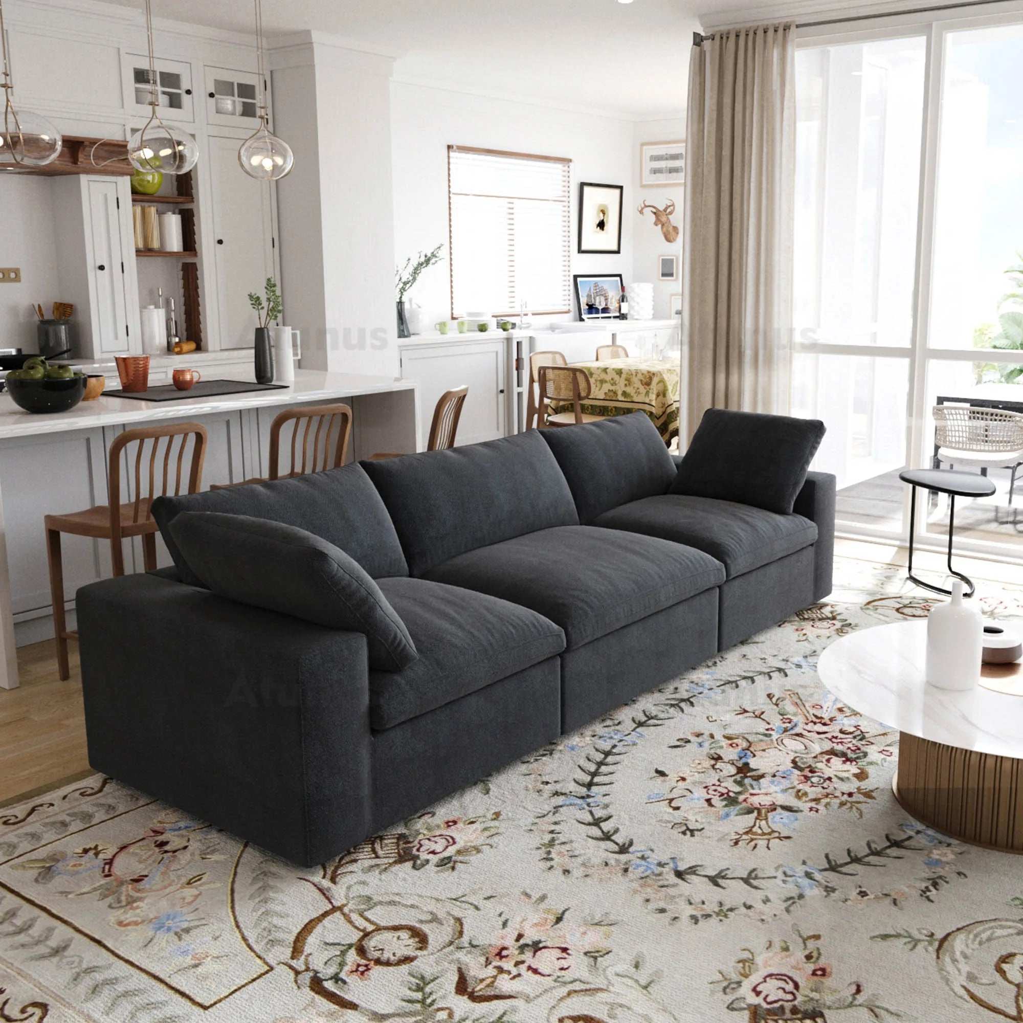 ATUNUS USA in Stock Drop Shipping Modern Corner Sofa U Shape Black White Grey Modular Sectional Couch Sofa Sets