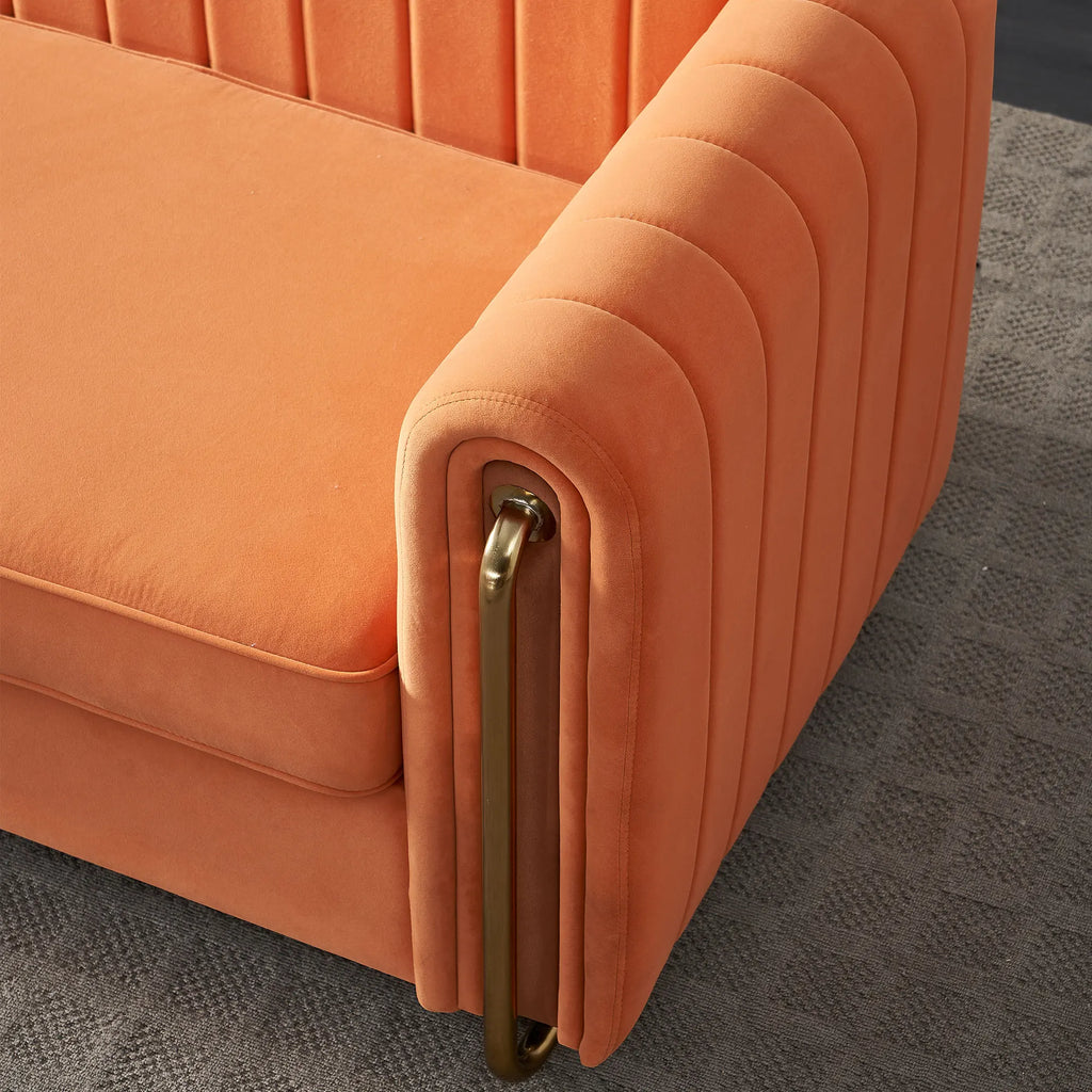 Modern Stainless Steel Tufted Velvet Upholstered Square Sofa for Home Hotel Comfortable Bed with Sponge Filling for Apartments