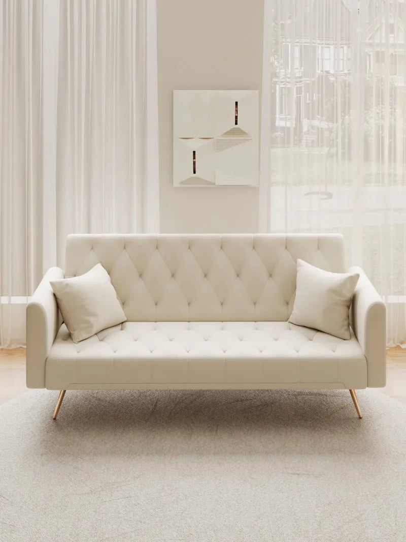 Luxury American Velvet Chesterfield Sofa Convertible Seat Set for Small Spaces-Comfortable Seating for Living Room Bedroom