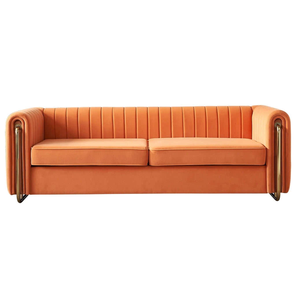 Modern Stainless Steel Tufted Velvet Upholstered Square Sofa for Home Hotel Comfortable Bed with Sponge Filling for Apartments