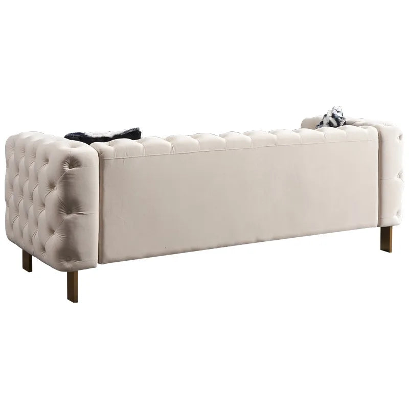 Tufted Velvet Chesterfield Style Sofa With High Resilience Sponge for Small Space Apartment Lounge Modern Home