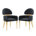 2pc Modern Convertible Arms Chairs Stainless Steel Gold Matte Finish Fabric Dining Room Furniture White Home Office & Hotel Use