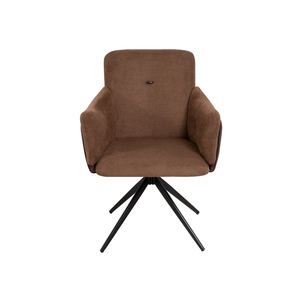 Modern 360 Swivel Home Office Desk Chairs Set of 2 Dining Chairs with Arm Upholstered Bedroom Chairs Metal Base Eco-Friendly