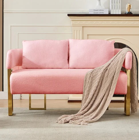 Modern Tufted Living Room Side Chair with Gold Metal Legs No Wheels for Home Office & Bedroom Dressing Area