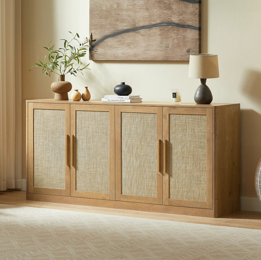 Modern Rattan 4-Door Sideboard