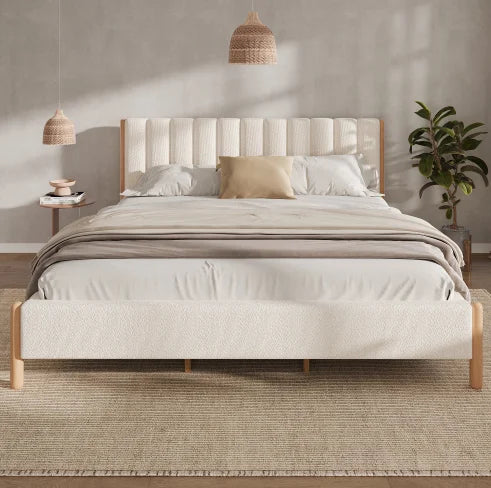 Wholesale Luxurious King Size Bed Frame Fabric Headboard Adjustable Eco-Friendly Storage Bed Modern Upholstered Wood Bed Screen