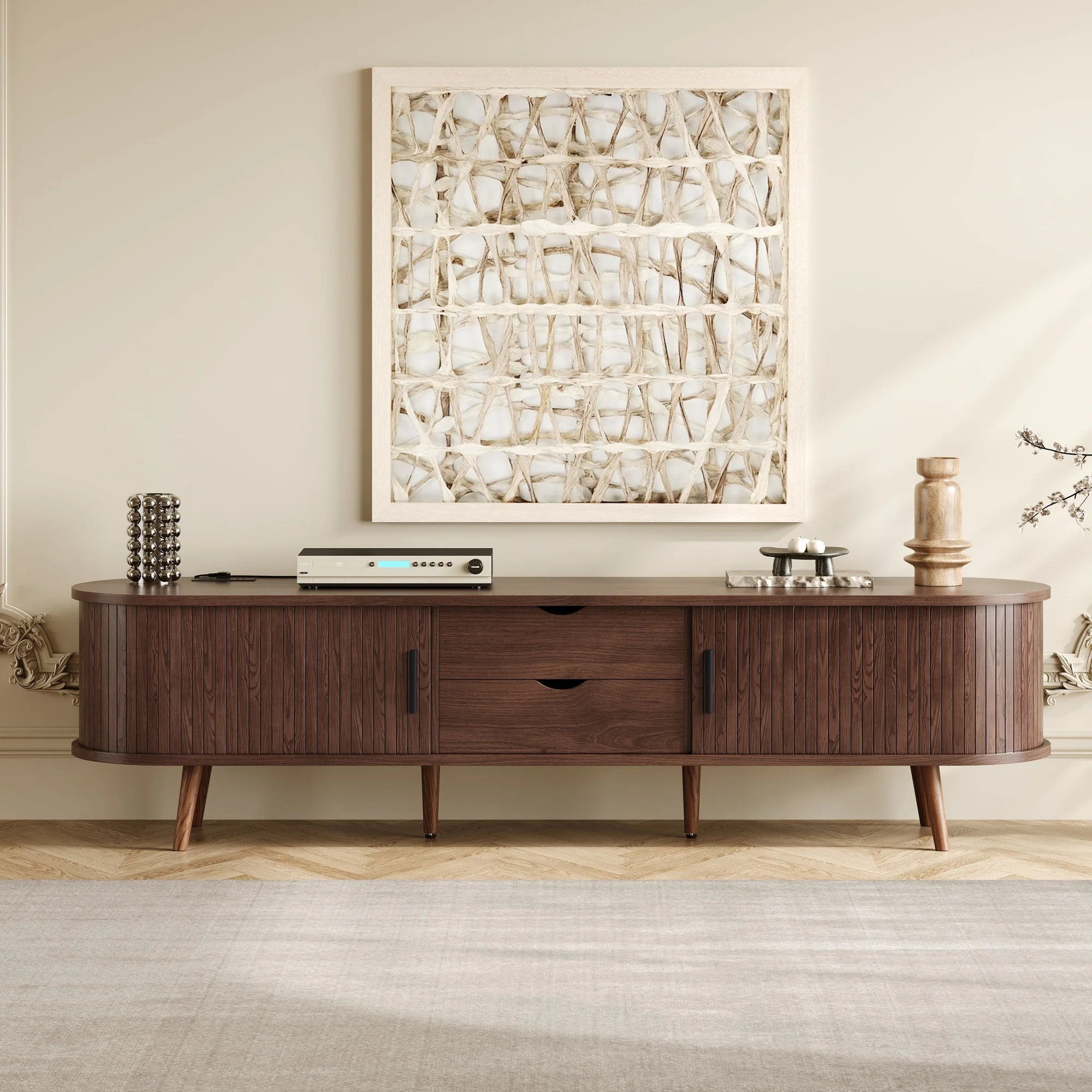 Mid-Century Tambour TV Stand