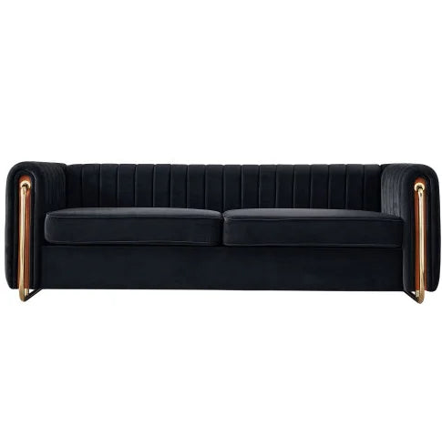 Modern Stainless Steel Tufted Velvet Upholstered Square Sofa for Home Hotel Comfortable Bed with Sponge Filling for Apartments