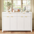 Wood Sideboard Buffet Cabinet with 2 Drawers & 4 Doors Adjustable Shelves Wave-Pattern Design for Living Room Hotel