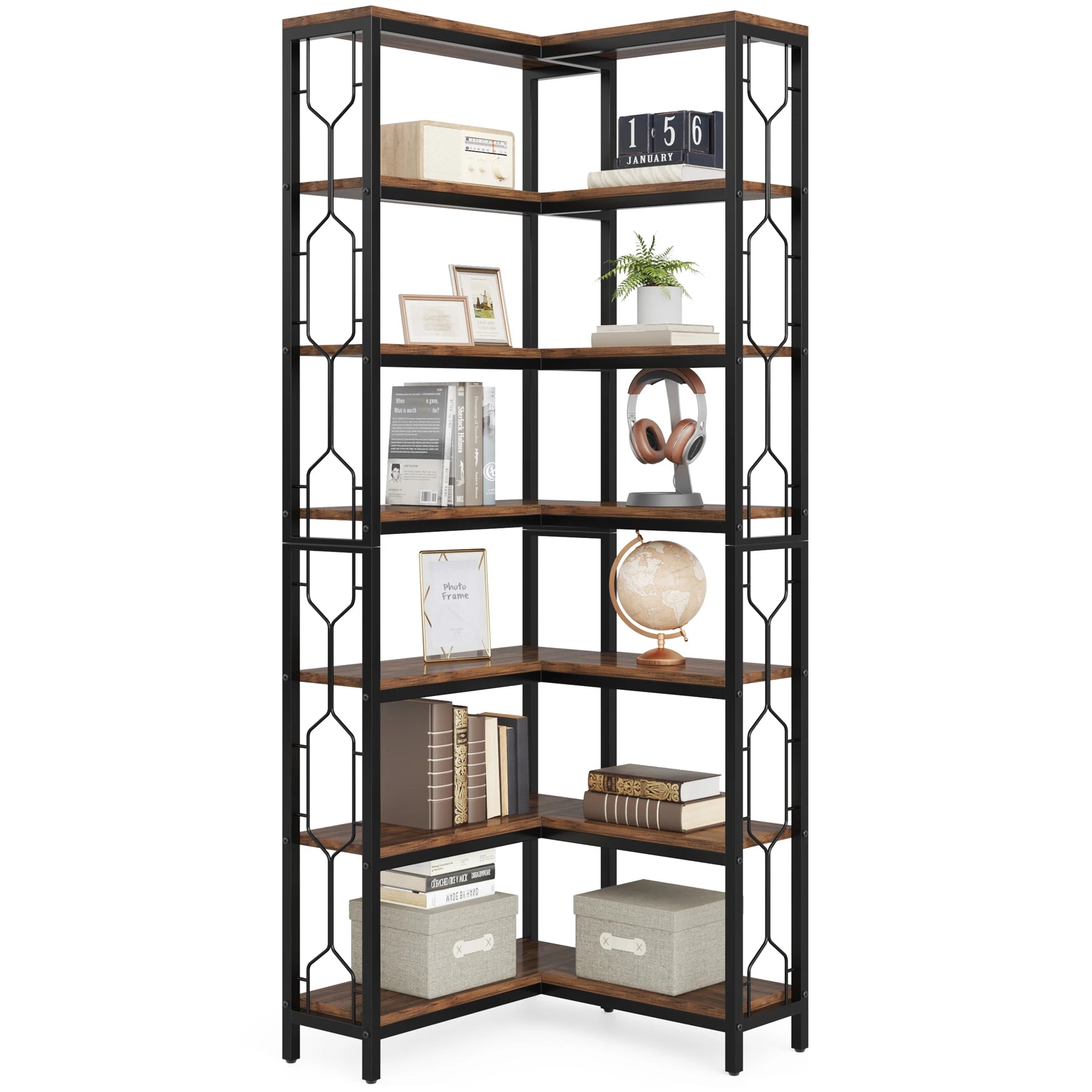 Modern Corner Etagere Bookcase