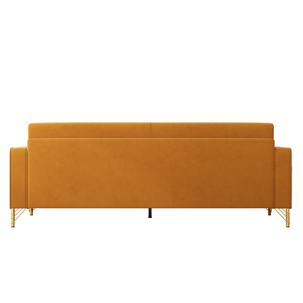 Modern Velvet Reclining Corner Sofa 3-Seater with Metal Legs & Pillows for Hotel & Villa Living Rooms
