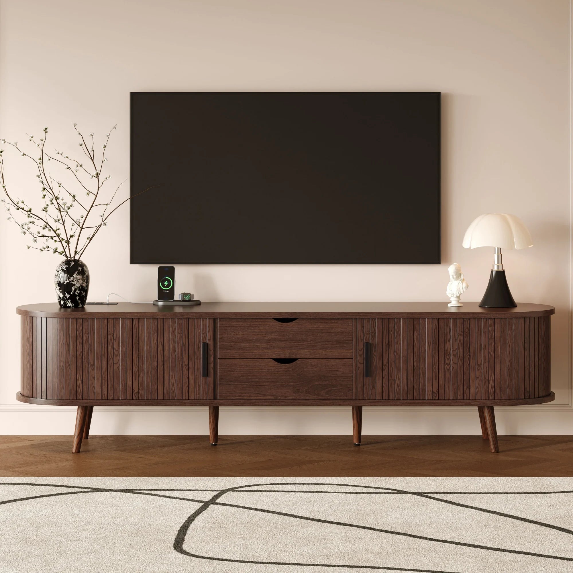 Mid-Century Tambour TV Stand