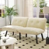 Cream Convertible Folding Modern Sofa Bed - Multi-Functional Space-Saving Lounge Couch for Living Room