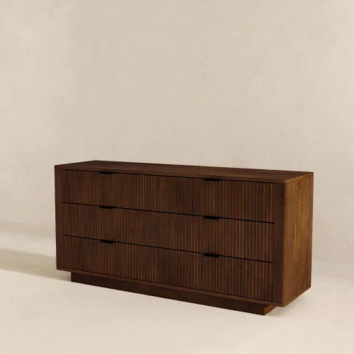 Mid Century Modern Solid Pine Wood Dresser with 6 Drawers TV Stand for Bedroom and Living Room Storage