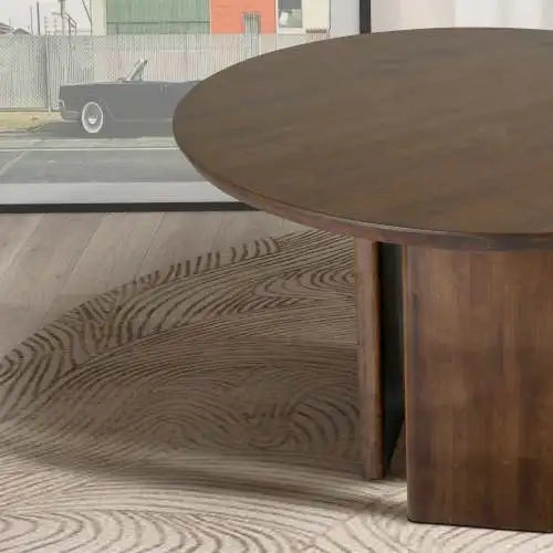 Modern Alden Round Solid Wood Eco-Friendly Durable Dining Table for Living Room Bedroom Kitchen