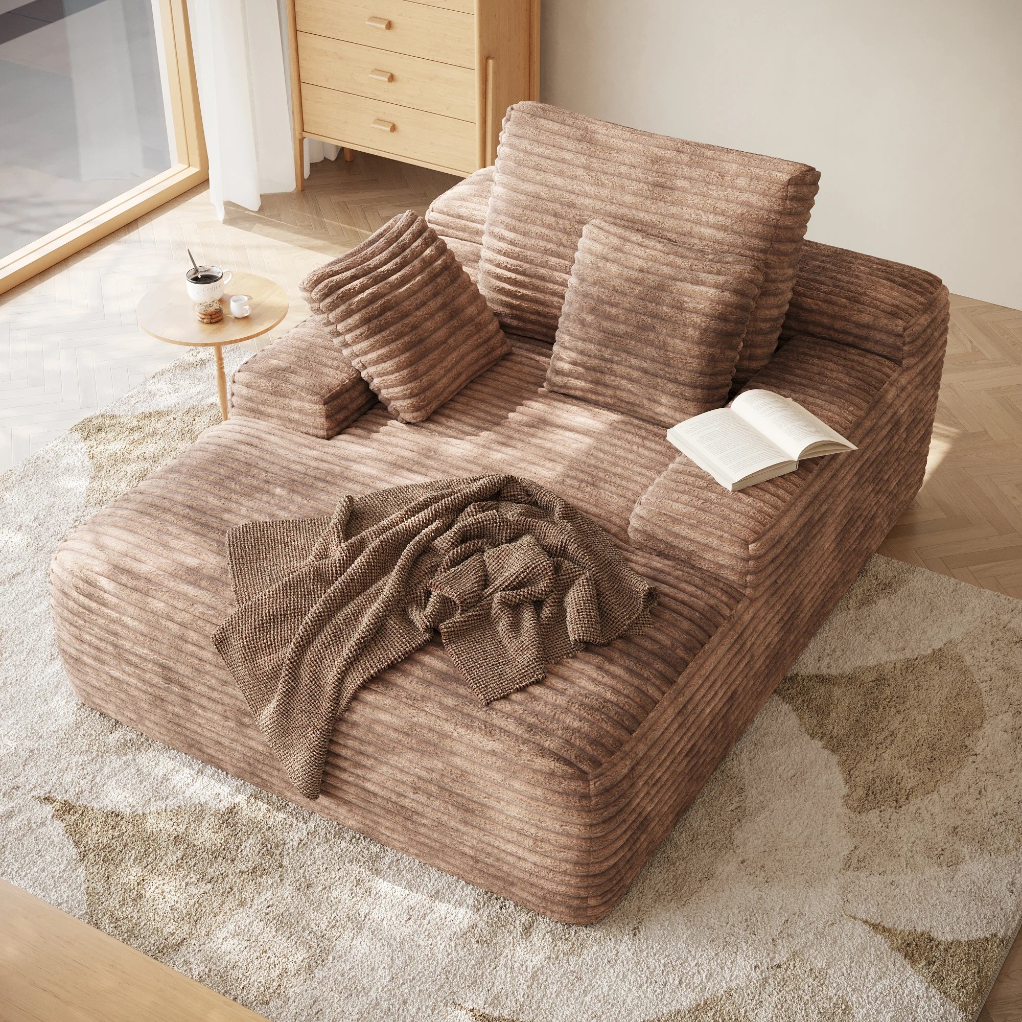 ATUNUS US in Stock Drop Shipping Living Room Corduroy Lounge Recliner Vacuum Compressed Foam Black Single Seat Couch Sofa Bed