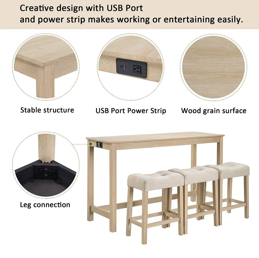 Modern 4-Piece Bar Table Set