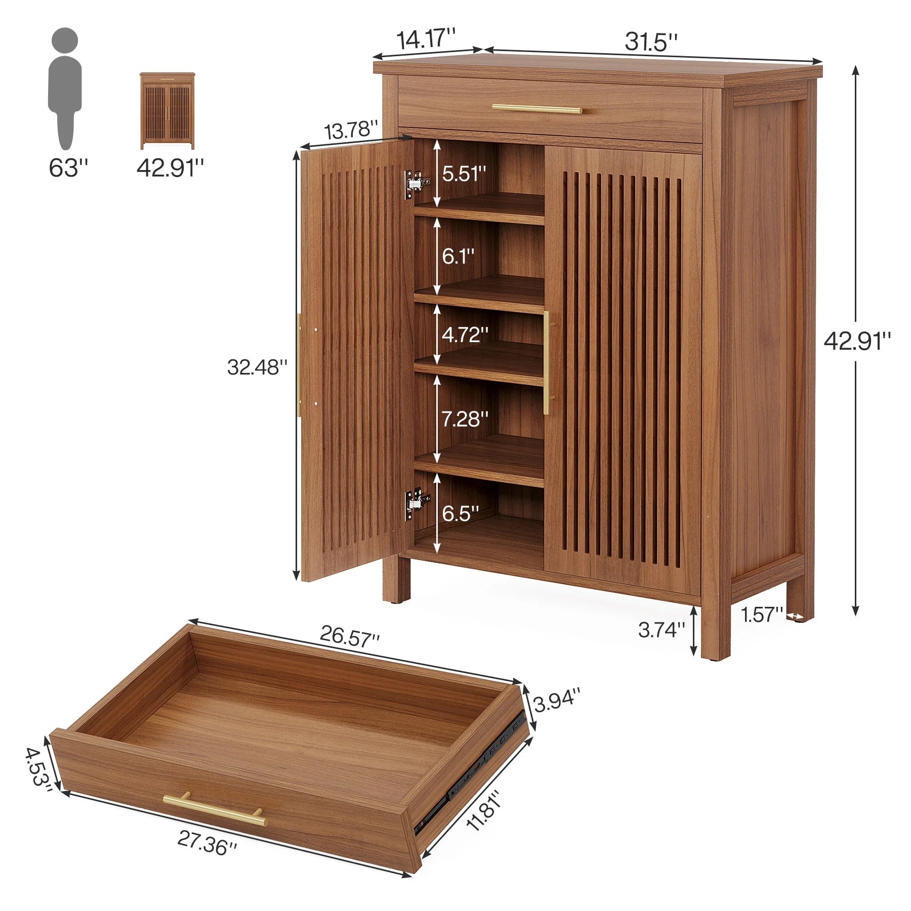 Farmhouse 5-Tier Shoe Cabinet