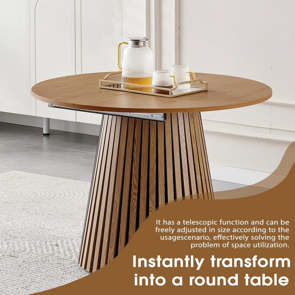 Modern Durable Wooden Extendable Dining Table Space-saving Oval Design for Apartment Hotel Use Multi-functional Home Dining