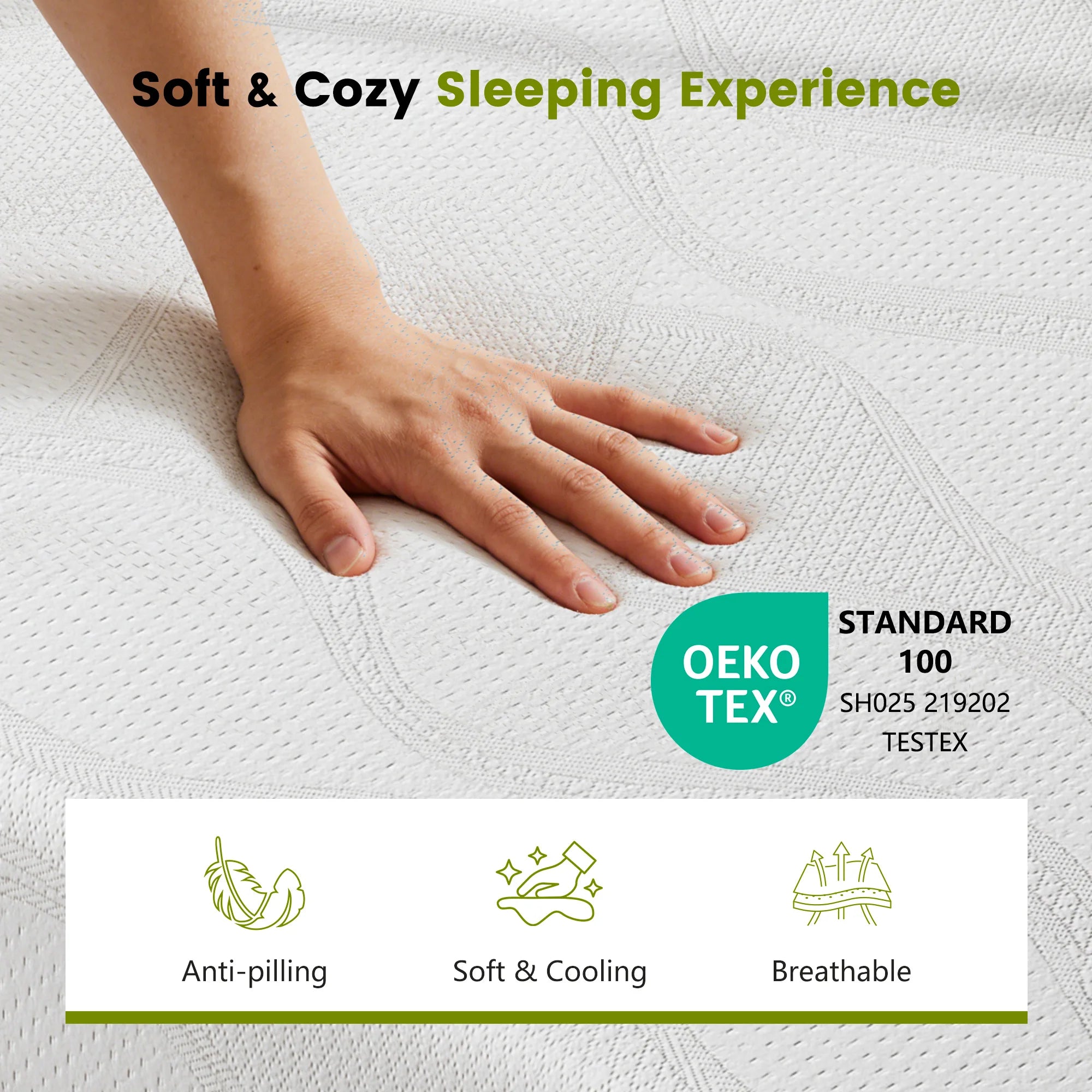 Twin Size Memory Foam Mattress 6 Inch with Cooling Green Tea Gel CertiPUR-US Certified White