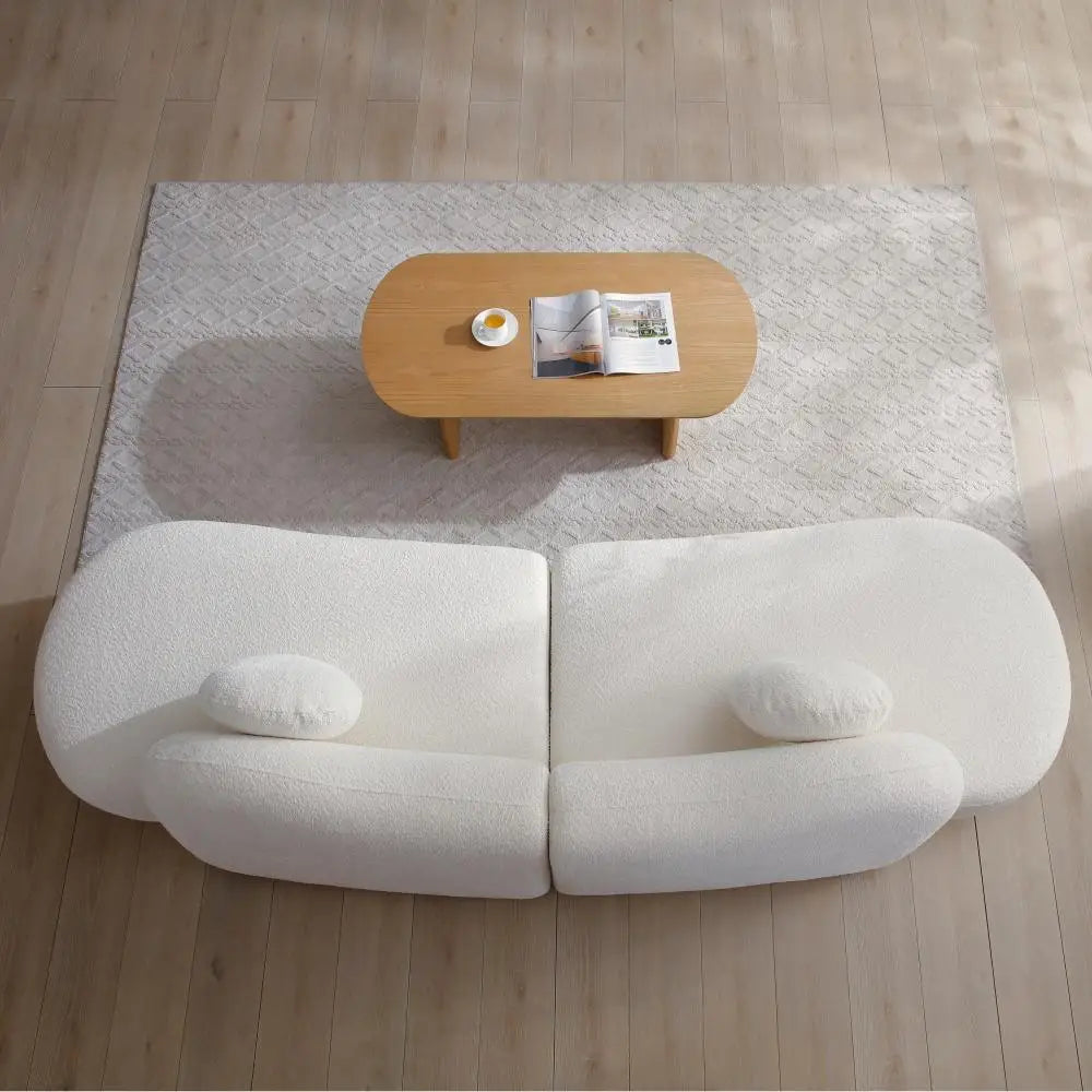 Fabric Sofa Living Room White Sofa Set New Design Curved 6 Seat Big Couch