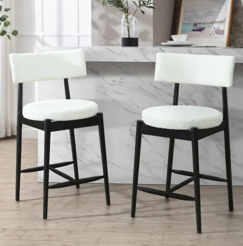Modern Walnut Counter Stools Set of 2 High Chairs with Backrests for Kitchen Island Breakfast Nook Home Dining Bar Outdoor Use