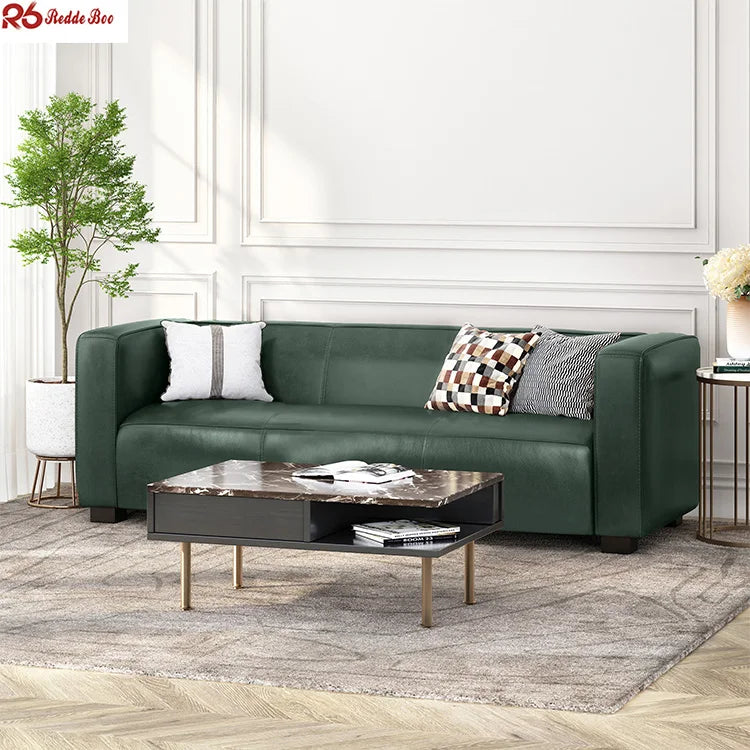 Luxury New Design 3 Seater Durable Wooden Frame Leather Sofa Couch with Wooden Legs Living Room Office Furniture