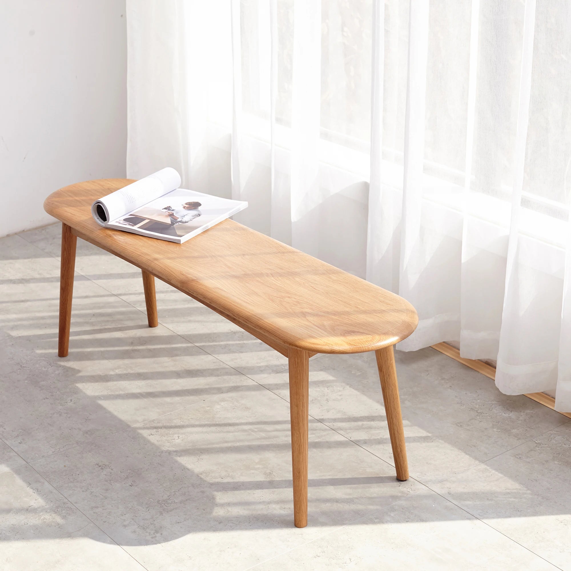 M Natural Oak Wood Chair Lightweight Dining Wooden Bench for Living Room Indoor Office Home Furniture