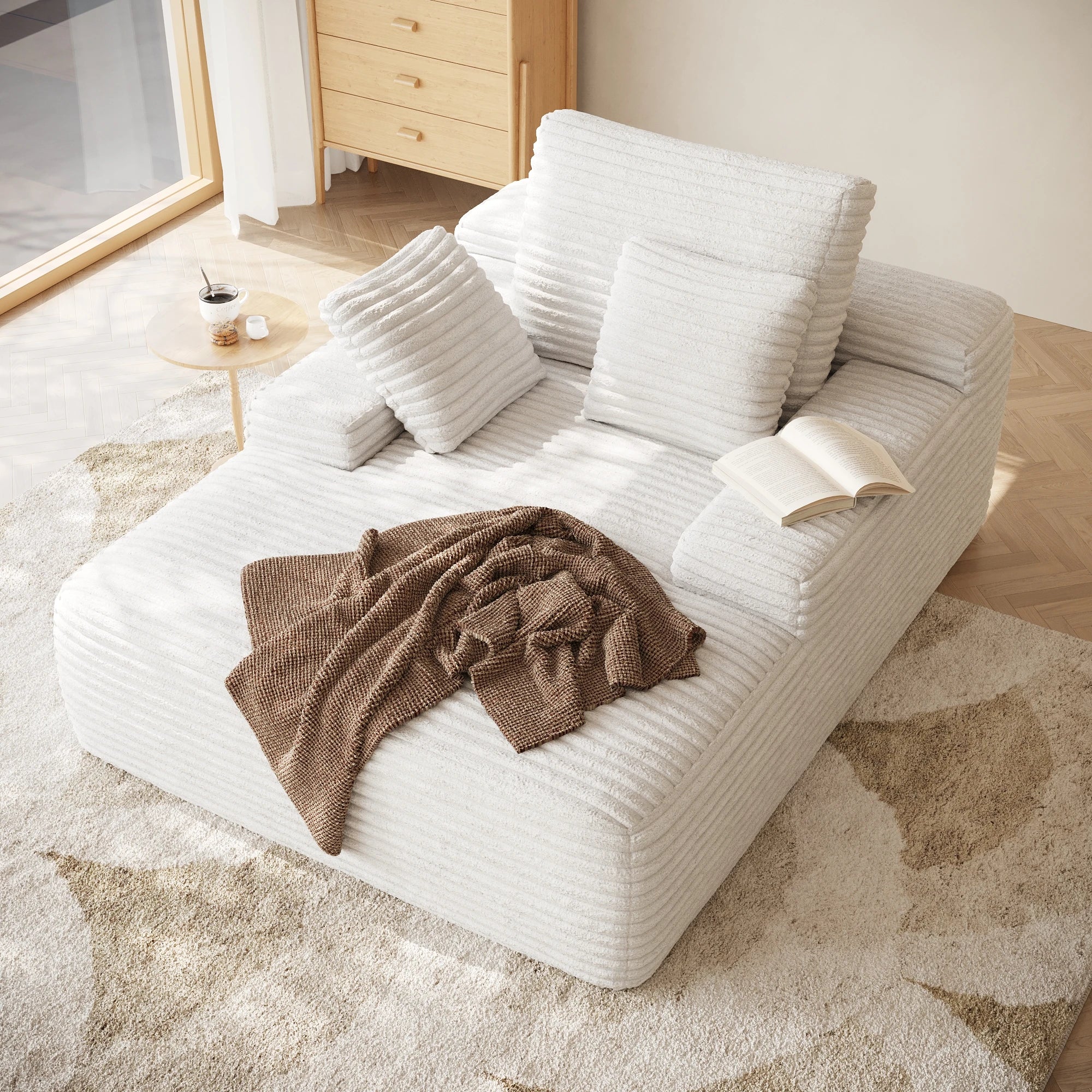 ATUNUS US in Stock Drop Shipping Living Room Corduroy Lounge Recliner Vacuum Compressed Foam Black Single Seat Couch Sofa Bed